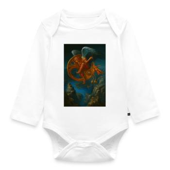 Fantasy Mechanical Flying Creature Design - Organic Longsleeve Baby Bodysuit - white - Front