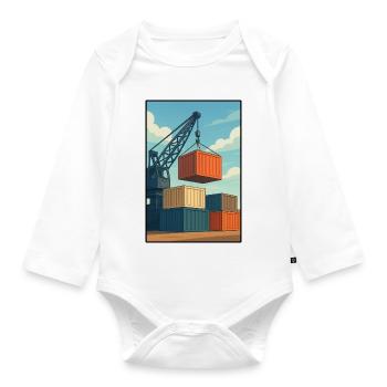 Docker Carriage of Industrial Containers - Organic Longsleeve Baby Bodysuit - white - Front