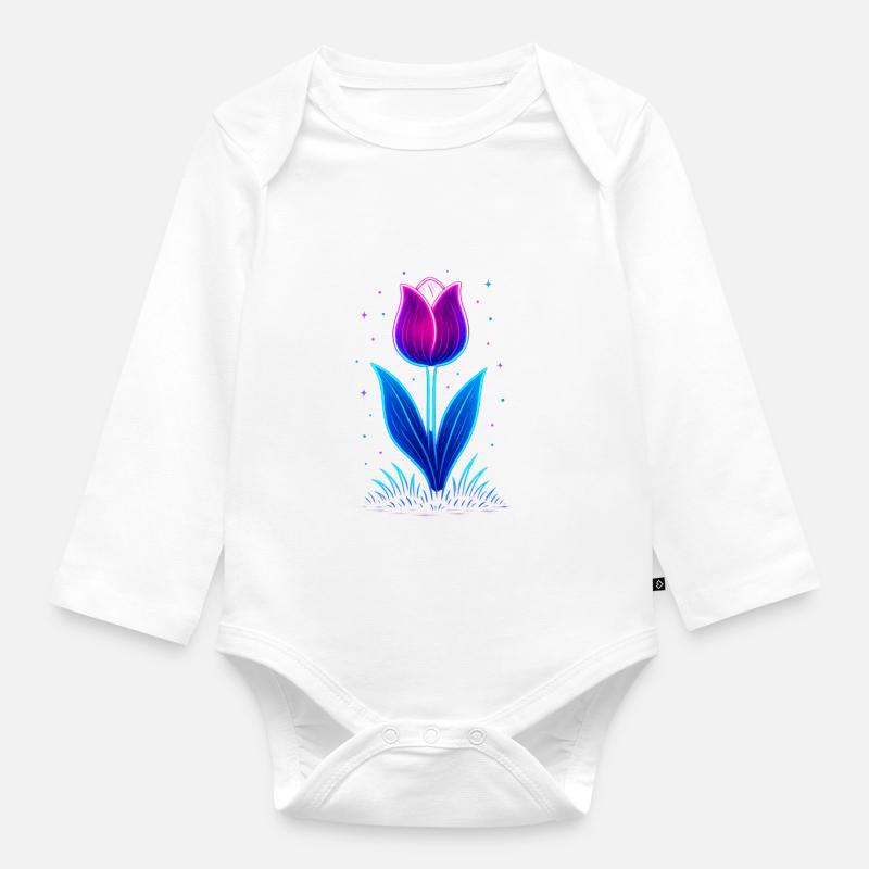 Neon Tulpe - Baby Bio-Langarm-Body - Weiß