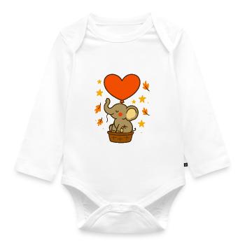 Kleiner_Elefant_am_fliegen - Baby Bio-Langarm-Body - Weiß - Vorne