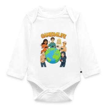 Gamer4Life Global Friendship - Organic Longsleeve Baby Bodysuit - white - Front