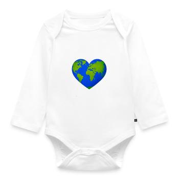 Weltherz in Herzform - Baby Bio-Langarm-Body - Weiß - Vorne