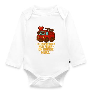 Ich_Losche_nicht_nur_Feuer_ich_bringe_Herz - Organic Longsleeve Baby Bodysuit - white - Front
