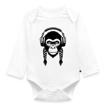 Street Affenkopf Urban Dance Edition Shirt - Baby Bio-Langarm-Body - Weiß - Vorne
