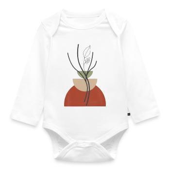 Geometric Plant Vase - Organic Longsleeve Baby Bodysuit - white - Front