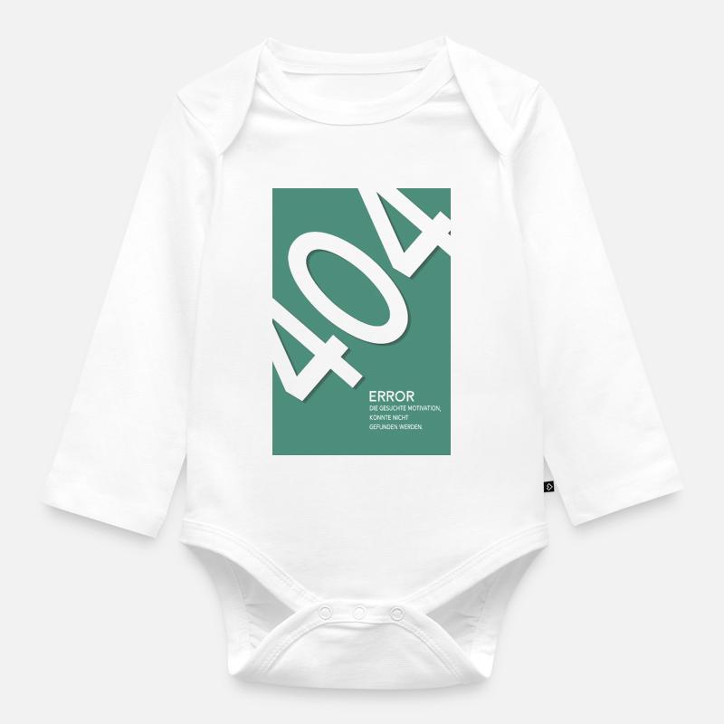 Error 404 Motivation Not Found - Baby Bio-Langarm-Body - Weiß
