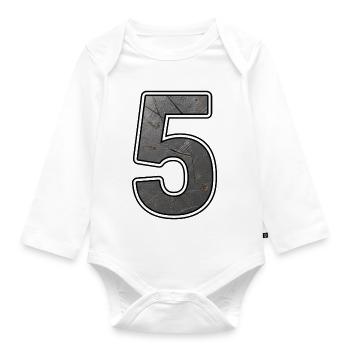 Rostiges 5 Design - Baby Bio-Langarm-Body - Weiß - Vorne