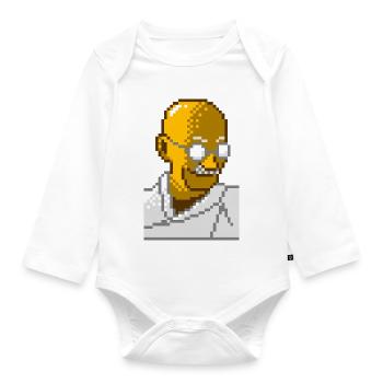 8bit pixel gandhi - Baby Bio-Langarm-Body - Weiß - Vorne