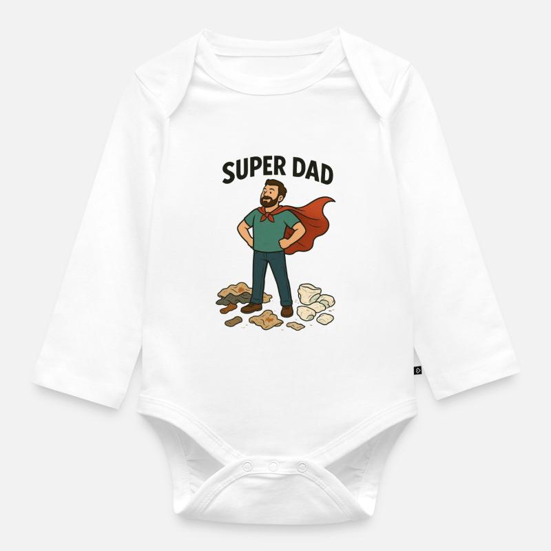 Super Dad Capeheld - Organic Longsleeve Baby Bodysuit - white