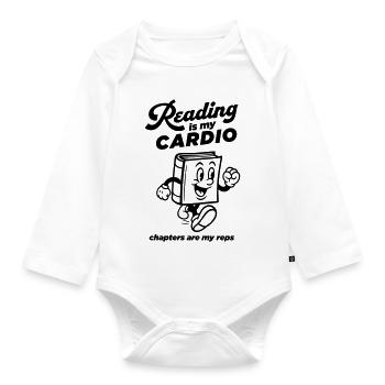 Lesen ist mein Cardio - Baby Bio-Langarm-Body - Weiß - Vorne