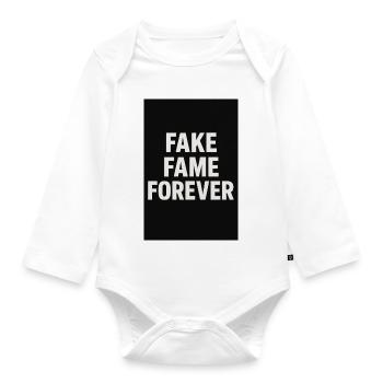 Fake Fame Forever Satire - Baby Bio-Langarm-Body - Weiß - Vorne