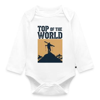 Skitourengehen Top of the World Silhouette - Baby Bio-Langarm-Body - Weiß - Vorne