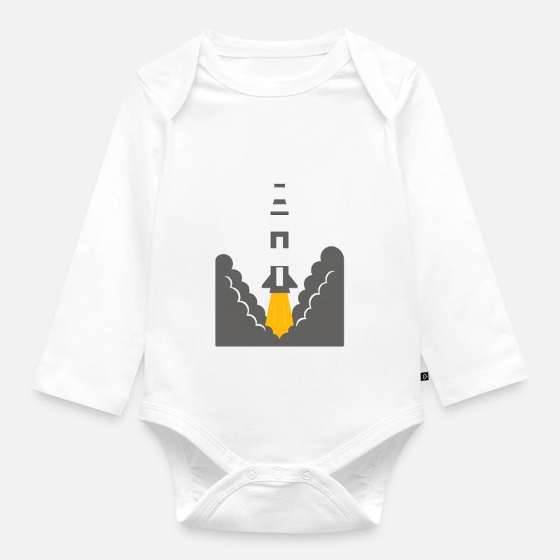 Rocket launch - Organic Longsleeve Baby Bodysuit - white
