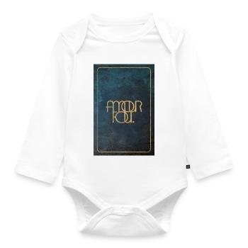 Amour Fou Gold Foil on Blue - Organic Longsleeve Baby Bodysuit - white - Front