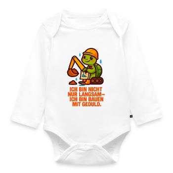 Ich_bin_nicht_nur_Langsam_Ich_bin_Bauen_mit_ged - Baby Bio-Langarm-Body - Weiß - Vorne