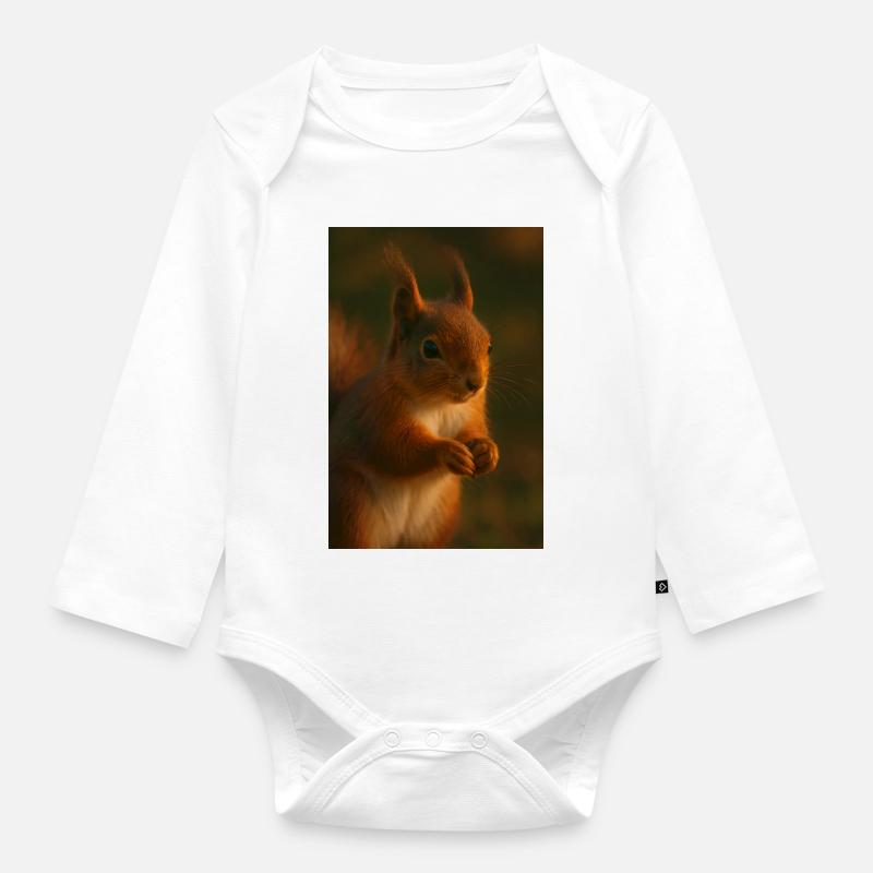 Tiere - Eichhörnchen - Baby Bio-Langarm-Body - Weiß
