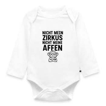 Not My Circus Monkey Cartoon - Organic Longsleeve Baby Bodysuit - white - Front