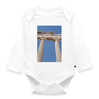 Ancient columns under blue sky, Acropolis - Organic Longsleeve Baby Bodysuit - white - Front