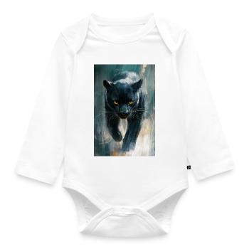 Illustration of a panther - Organic Longsleeve Baby Bodysuit - white - Front
