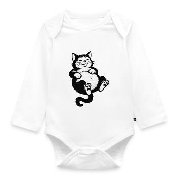 Chat paresseux | Gueule de bois paresseuse - Body Bébé bio manches longues - blanc - Devant