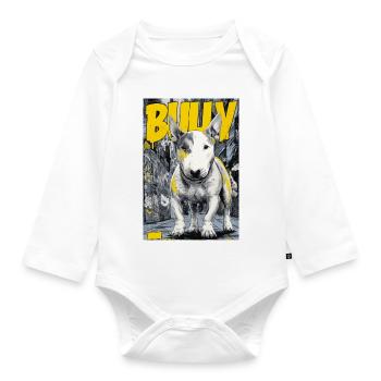 Bull Terrier – Chien des rues urbain dans le style BD - Body Bébé bio manches longues - blanc - Devant