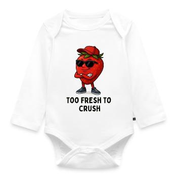 Caricature streetwear vilaine fraise - Body Bébé bio manches longues - blanc - Devant