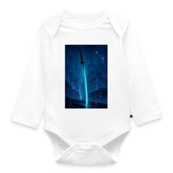 Katana néon au-dessus de Rain City - Body Bébé bio manches longues - blanc - Devant