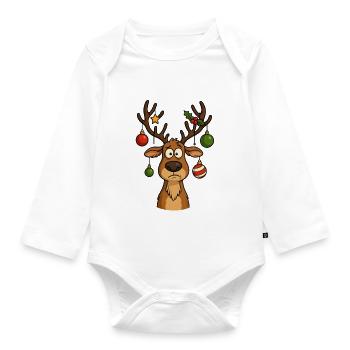 Deer Rudolph Merry Christmas sweet - Organic Longsleeve Baby Bodysuit - white - Front