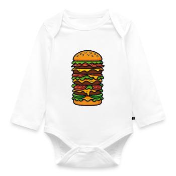 Burger large XXL - Organic Longsleeve Baby Bodysuit - white - Front