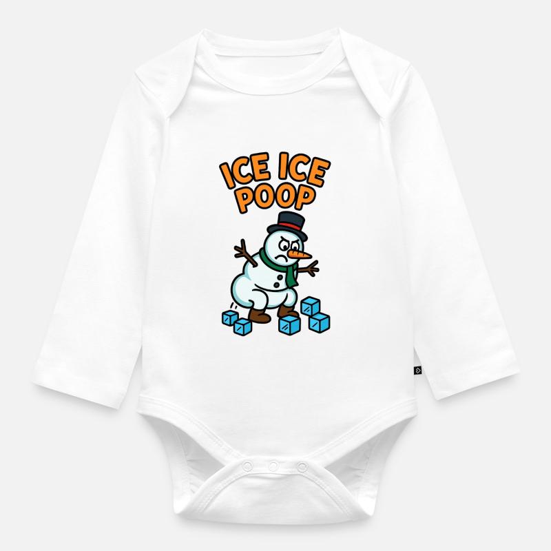 schneemann eiswürfel kinder witzig pups - Body Bébé bio manches longues - blanc