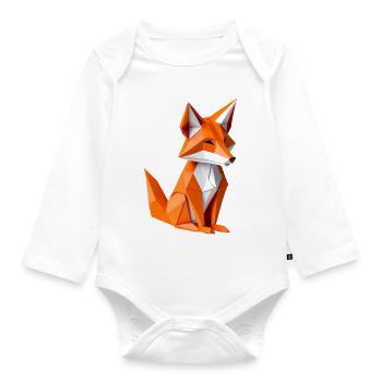 Polygon Fox Illustration - Organic Longsleeve Baby Bodysuit - white - Front
