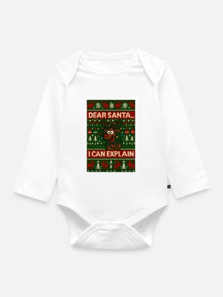 Ugly Christmas Dear Santa - Baby Bio-Langarm-Body - Weiß