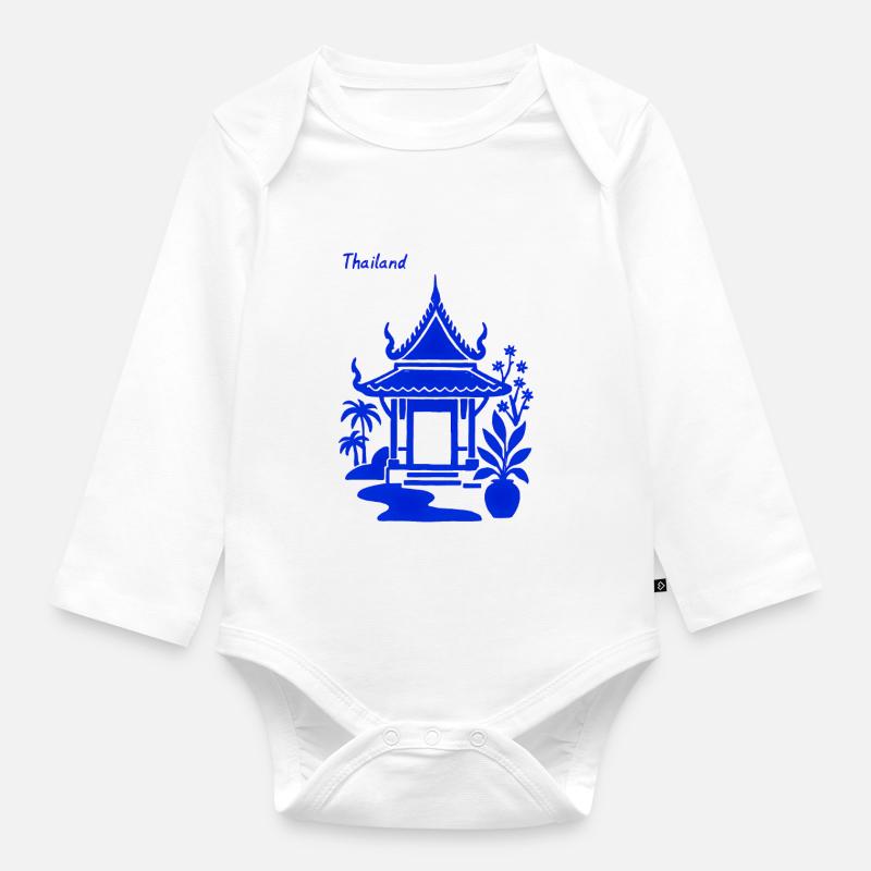 Blauer Thailändischer Pavillon - Baby Bio-Langarm-Body - Weiß