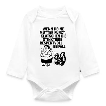 deine mutter witz furz stinktier - Baby Bio-Langarm-Body - Weiß - Vorne