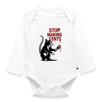 Stop Making Cents Katzengraffiti - Baby Bio-Langarm-Body - Weiß - Vorne