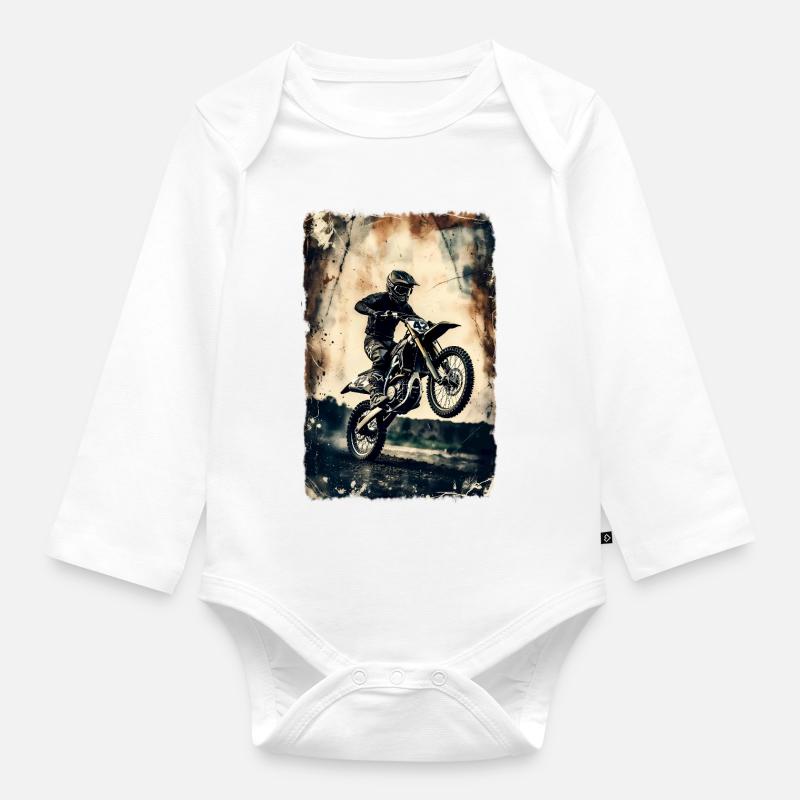 02_Motocross_Vintage_Sprung - Body Bébé bio manches longues - blanc