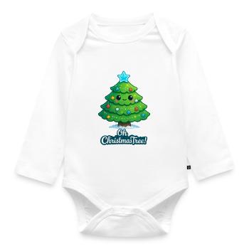 Kuscheliger Weihnachtsbaum mit Stern - Baby Bio-Langarm-Body - Weiß - Vorne