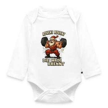 Advent the calf burns Santa Claus - Organic Longsleeve Baby Bodysuit - white - Front