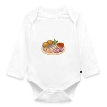 Matjes plate - Organic Longsleeve Baby Bodysuit - white - Front