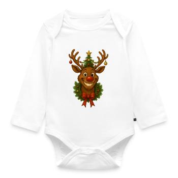 Rudolph the Reindeer - Organic Longsleeve Baby Bodysuit - white - Front