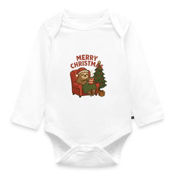 Gemütliches Weihnachtsfauli im Sessel - Baby Bio-Langarm-Body - Weiß - Vorne