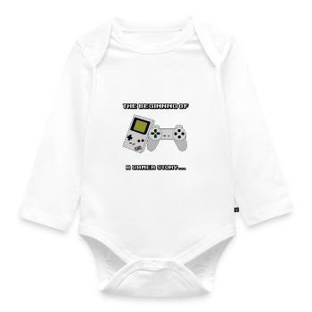 Anfang einer Gamerengeschichte - Baby Bio-Langarm-Body - Weiß - Vorne