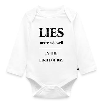 LIES – Fraction Texture Typography - Organic Longsleeve Baby Bodysuit - white - Front