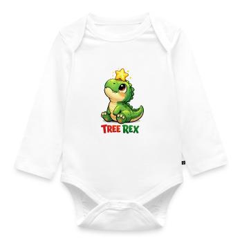 Tree Rex Dino T Rex - Baby Bio-Langarm-Body - Weiß - Vorne