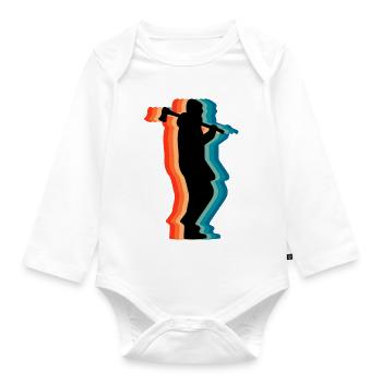 Retro Logging Worker Lumberjack Axe Silhouette Gif - Organic Longsleeve Baby Bodysuit - white - Front
