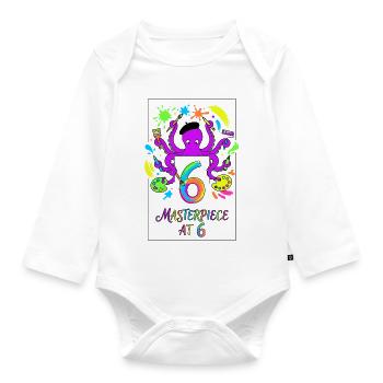 Masterpiece At 6 Octopus Artists - Organic Longsleeve Baby Bodysuit - white - Front