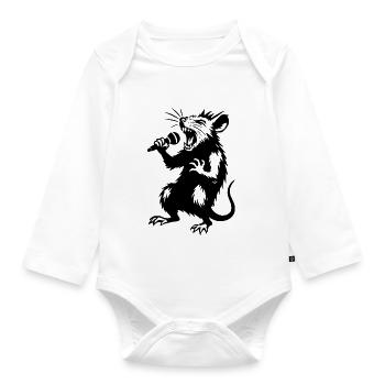 Wolf singer at the microphone - Organic Longsleeve Baby Bodysuit - white - Front