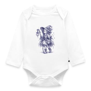 Forest Witch with Lantern - Organic Longsleeve Baby Bodysuit - white - Front