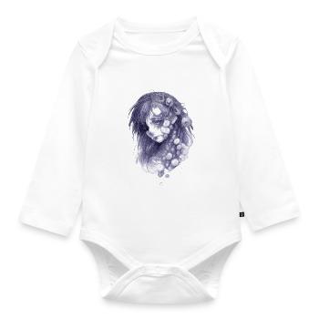 Portrait de tentacules en bleu | Fille Zombie - Body Bébé bio manches longues - blanc - Devant
