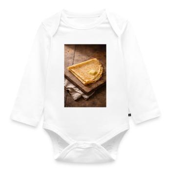 Crêpes croustillantes au beurre - Body Bébé bio manches longues - blanc - Devant